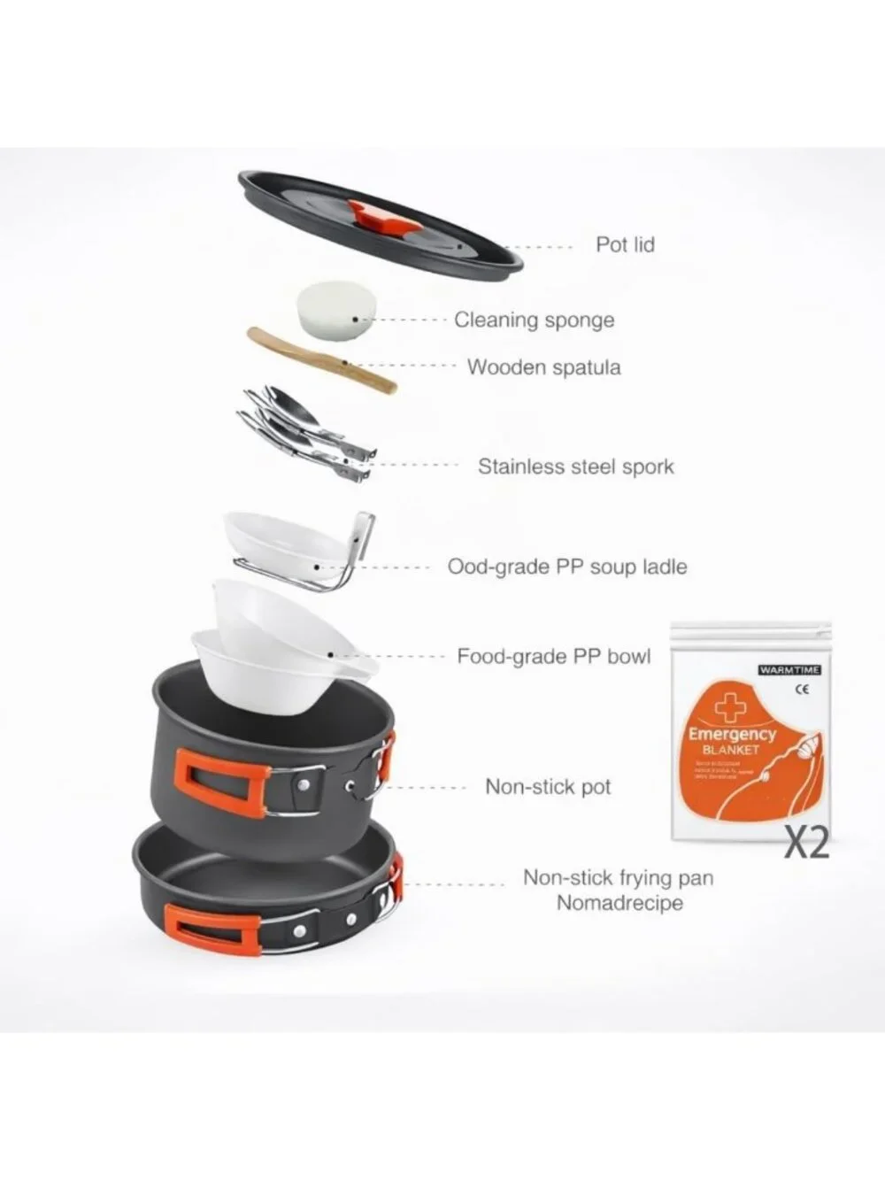 Lightweight 12-Piece Camping Cookware Set - Nonstick Pots, Pans & Utensils for